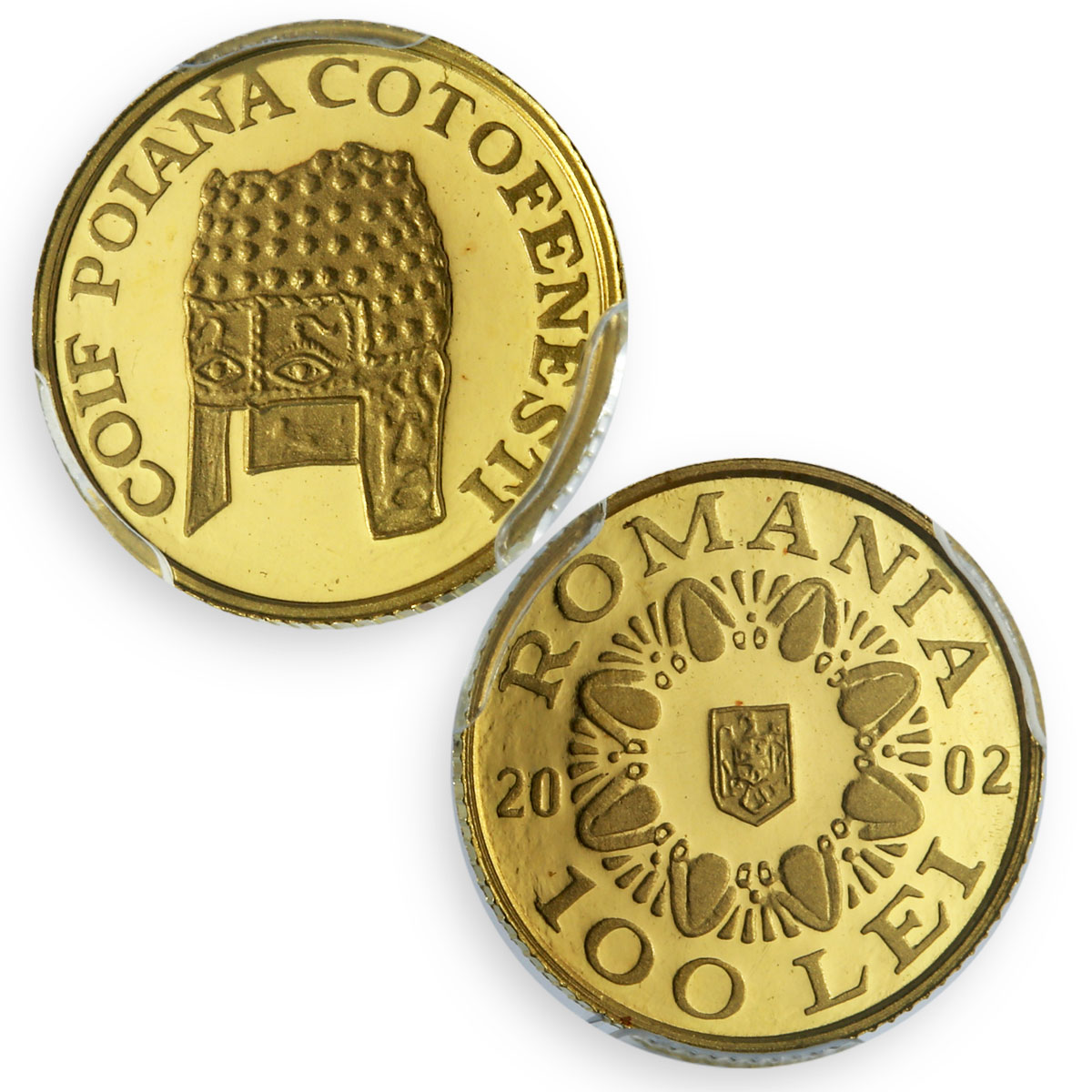 Romania 100 lei Treasures Poiana Cotofenesti Helmet PR69 PCGS gold coin 2002