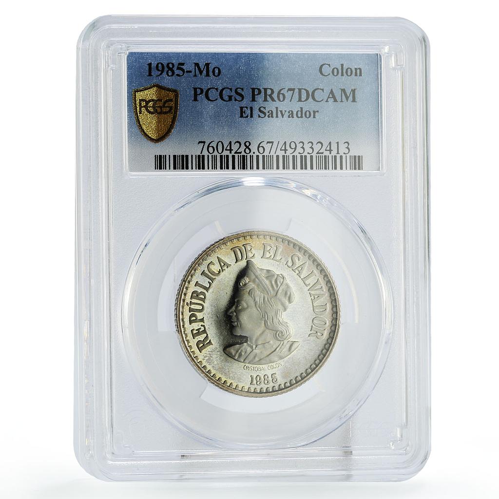 El Salvador 1 colon Regular Coinage Columbus PROOF PR67 PCGS CuNi coin 1985