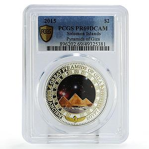 Solomon Islands 2 dollars Treasures Giza Pyramids PR69 PCGS silver coin 2015