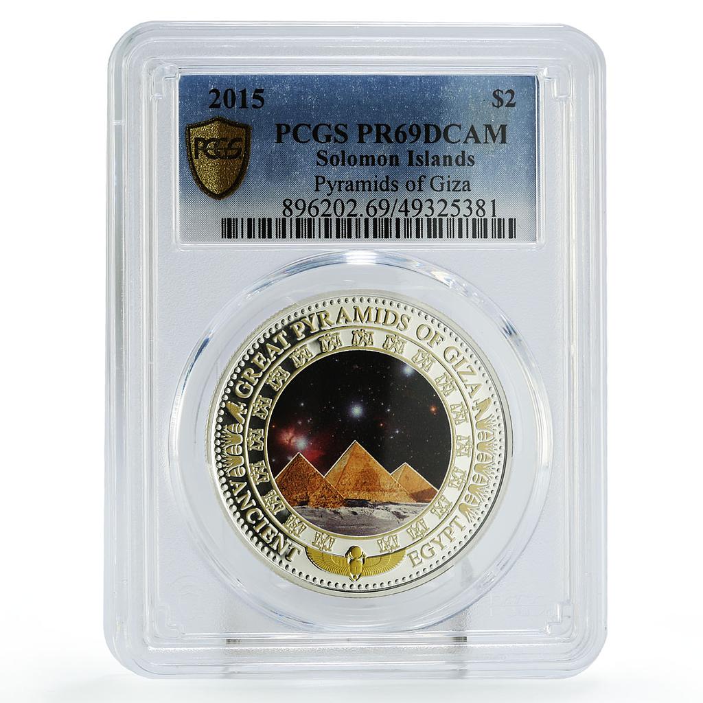 Solomon Islands 2 dollars Treasures Giza Pyramids PR69 PCGS silver coin 2015