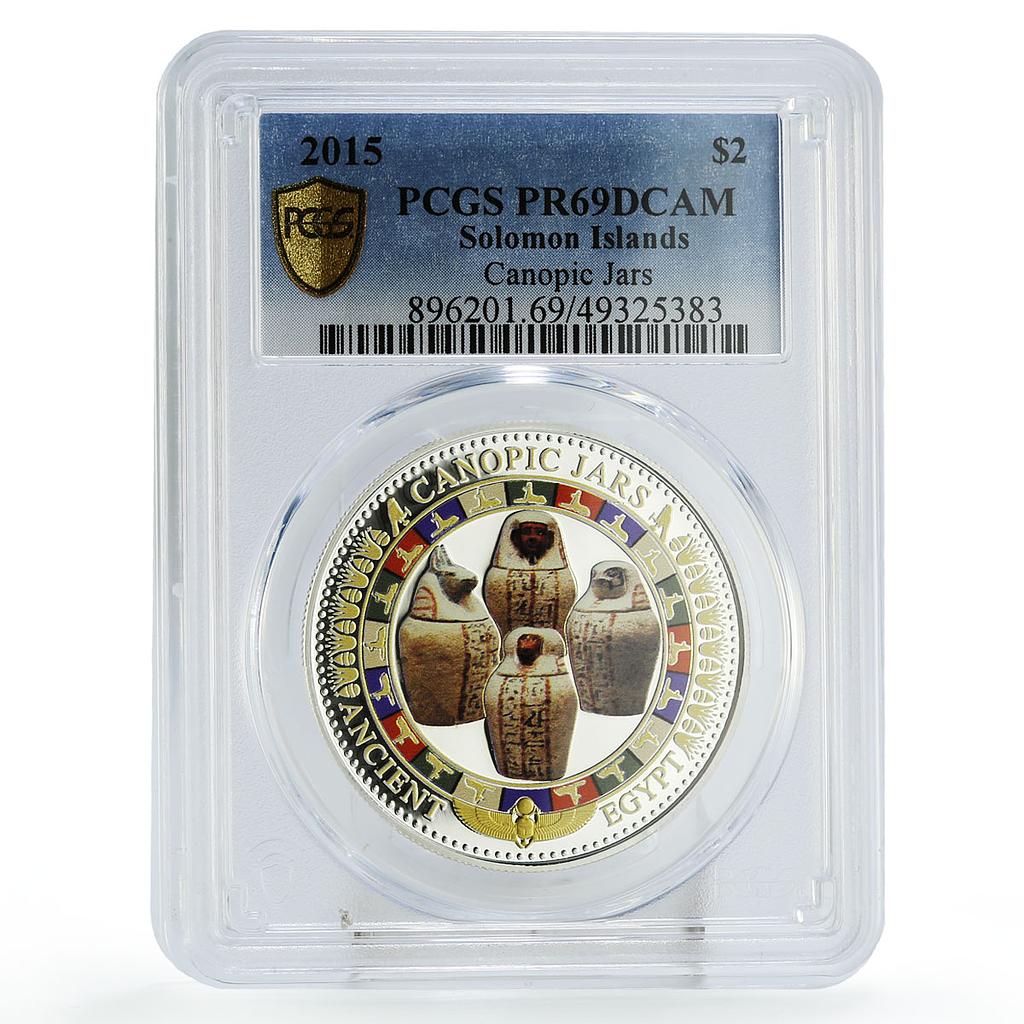 Solomon Islands 2 dollars Treasures Canopic Jars PR69 PCGS silver coin 2015