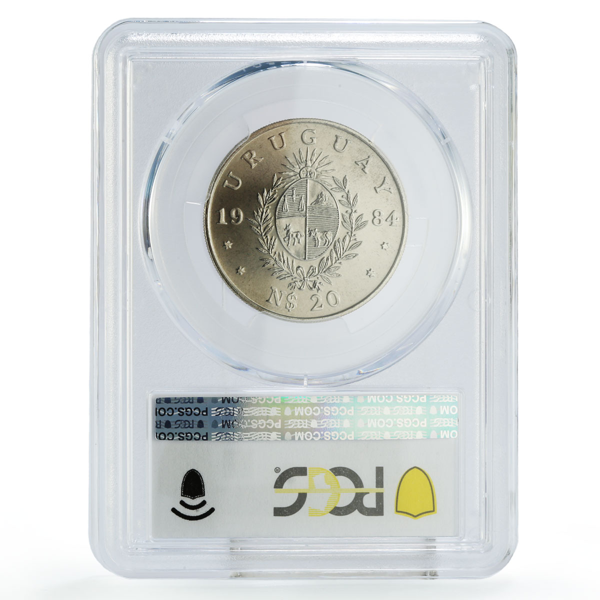 Uruguay 20 pesos FAO World Food Day Conference Fish MS70 PCGS CuNi coin 1984