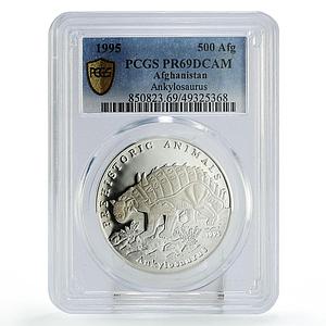 Afghanistan 500 afghanis Ankylosaurus Dinosaurs Fauna PR69 PCGS silver coin 1995