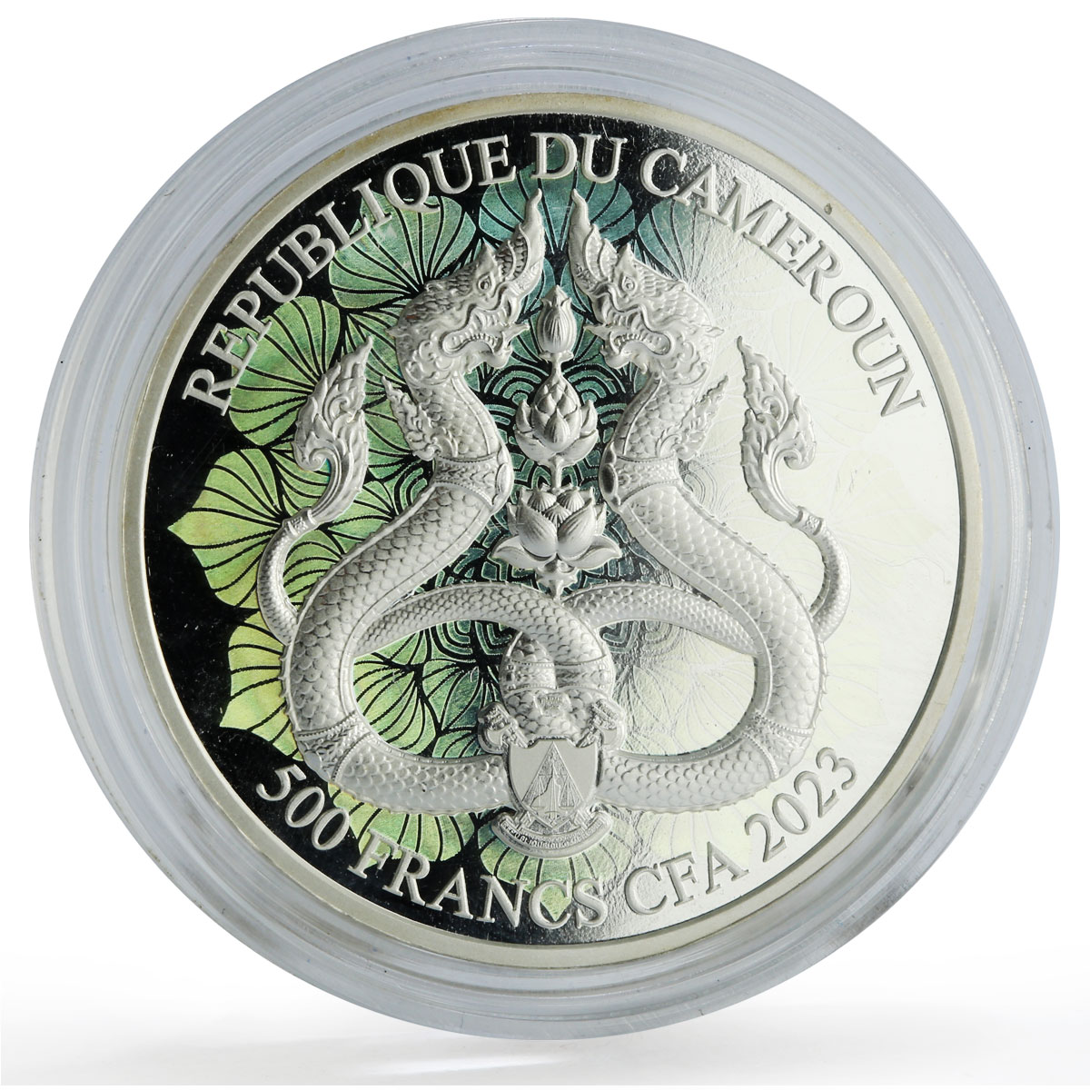 Cameroon 500 francs Mythology Buddhism Hinduism Naga Nagi Snake silver coin 2023