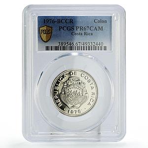 Costa Rica 1 colon Regular Coinage BCCR KM-186.4 PR67 PCGS CuNi coin 1976