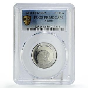 Algeria 10 dinars Regular Coinage Falcon Eagle Fauna PR65 PCGS bimetal coin 1992