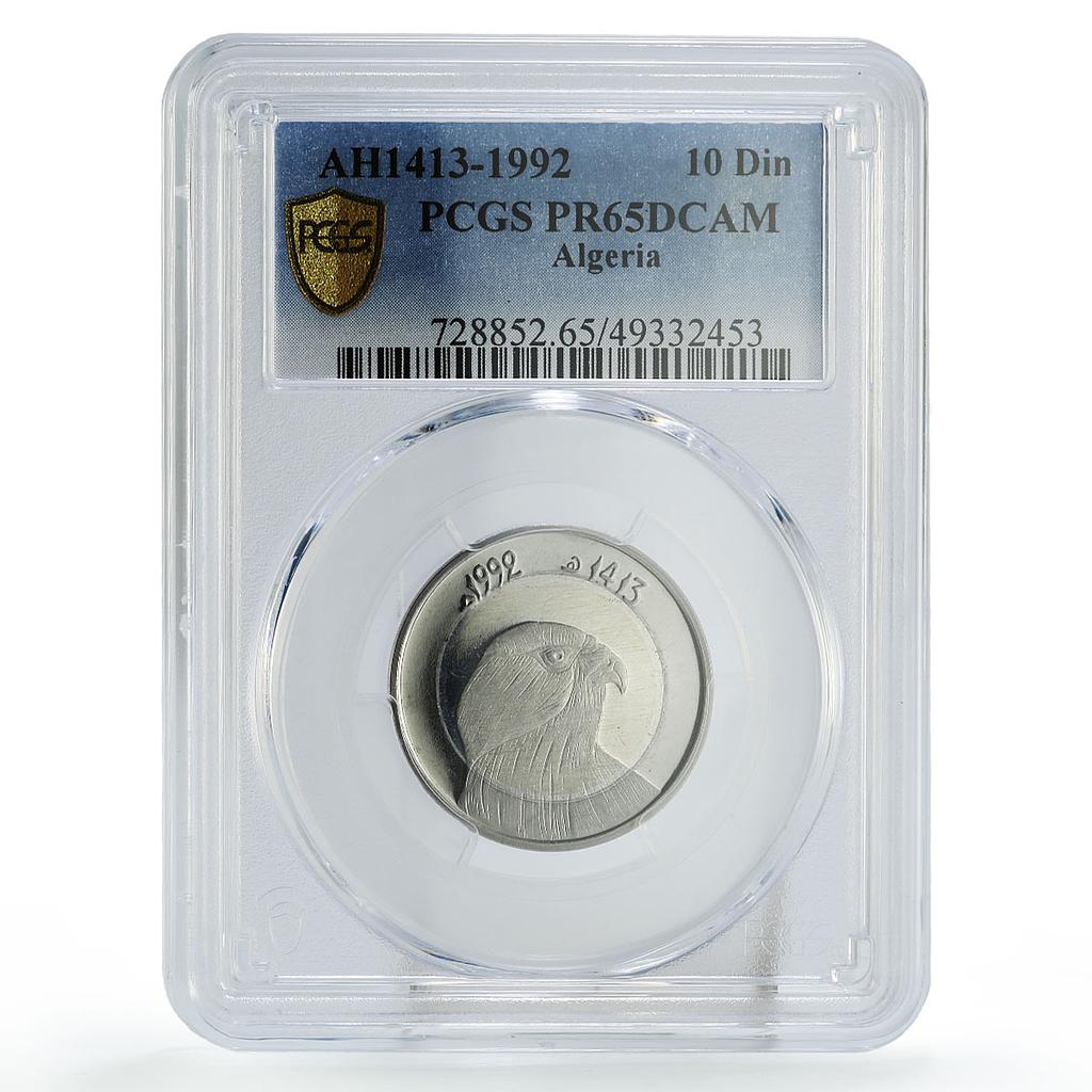 Algeria 10 dinars Regular Coinage Falcon Eagle Fauna PR65 PCGS bimetal coin 1992