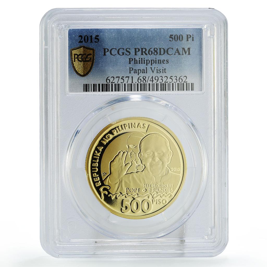 Philippines 500 piso Pope Francis Papal Visit Politics PR68 PCGS CuAl coin 2015