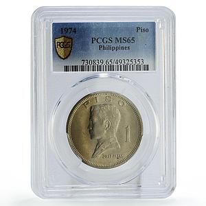 Philippines 1 piso Regular Coinage Jose Rizal KM-203 MS65 PCGS CuNi coin 1974