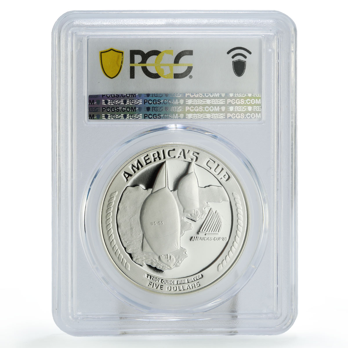 Samoa 5 dollars America Cup Yachting Sailboat Ship PR68 PCGS silver coin 1988