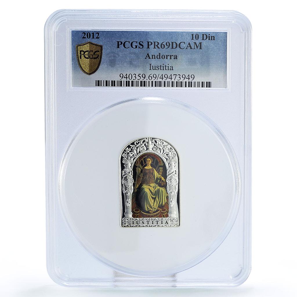 Andorra 10 diners Seven Virtures Iustia Justice Art PR69 PCGS silver coin 2012