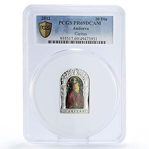 Andorra 10 diners Seven Virtures Caritas Charity Art PR69 PCGS silver coin 2012