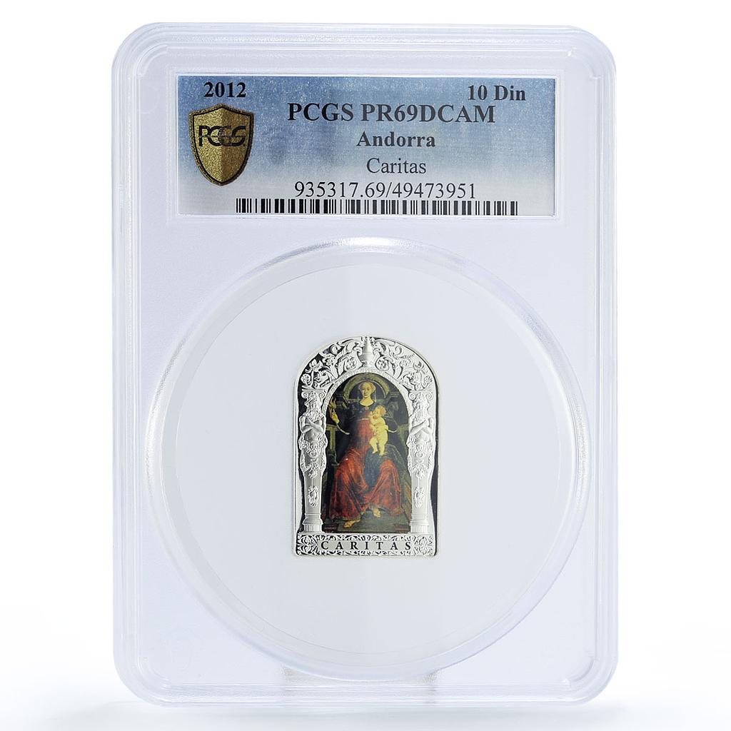 Andorra 10 diners Seven Virtures Caritas Charity Art PR69 PCGS silver coin 2012