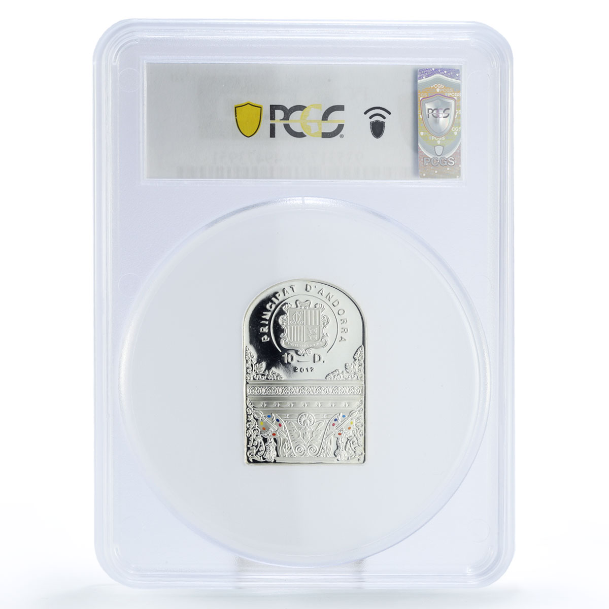 Andorra 10 diners Seven Virtures Caritas Charity Art PR69 PCGS silver coin 2012