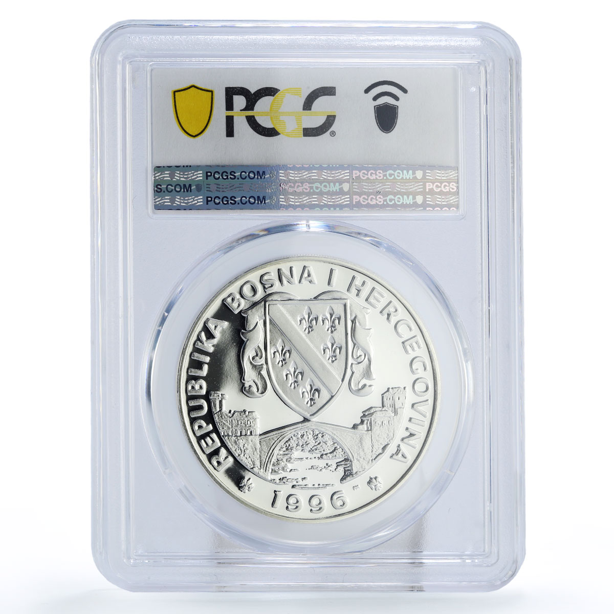 Bosnia Herzegovina 750 dinara Preserve Planet Goosander PR70 PCGS Ag coin 1996