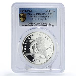 Bosnia Herzegovina 750 dinara Preserve Planet Kingfisher PR69 PCGS Ag coin 1994