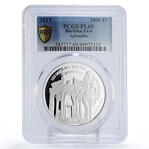 Burkina Faso 1000 francs Gods Aphrodite Greek Temple PL69 PCGS silver coin 2015