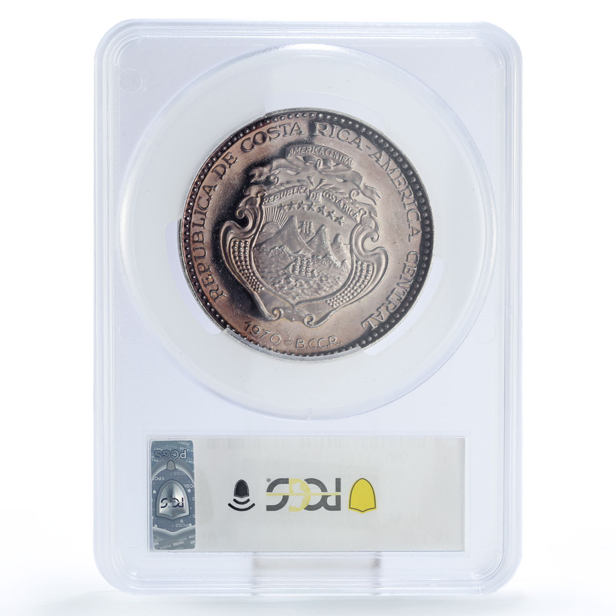 Costa Rica 25 colones Legislation Maternidad Sculpture PR63 PCGS Ag coin 1970