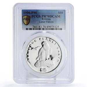 Eritrea 10 dollars Preserve Planet Earth Falcon Camel PR70 PCGS silver coin 1996