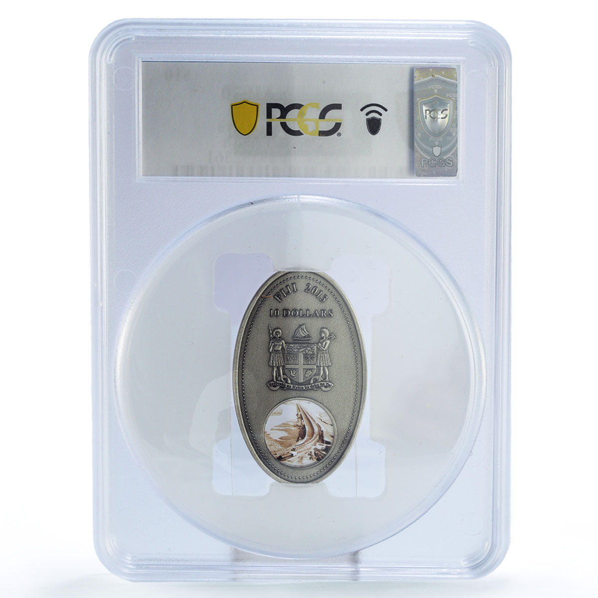 Fiji 10 dollars Railways Railroads Trains Merddin Emrys MS70 PCGS Ag coin 2013