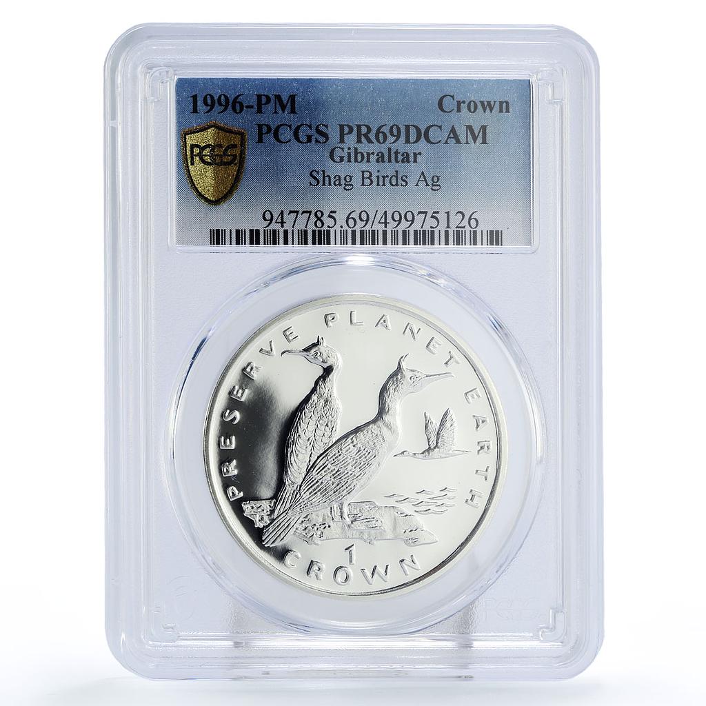 Gibraltar 1 crown Preserve Planet Earth Shag Birds PR69 PCGS silver coin 1996