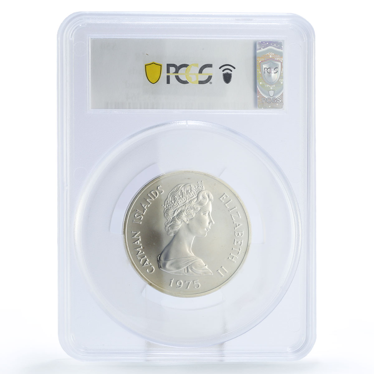 Cayman Islands 50 dollars England Queens Politics MS68 PCGS silver coin 1975