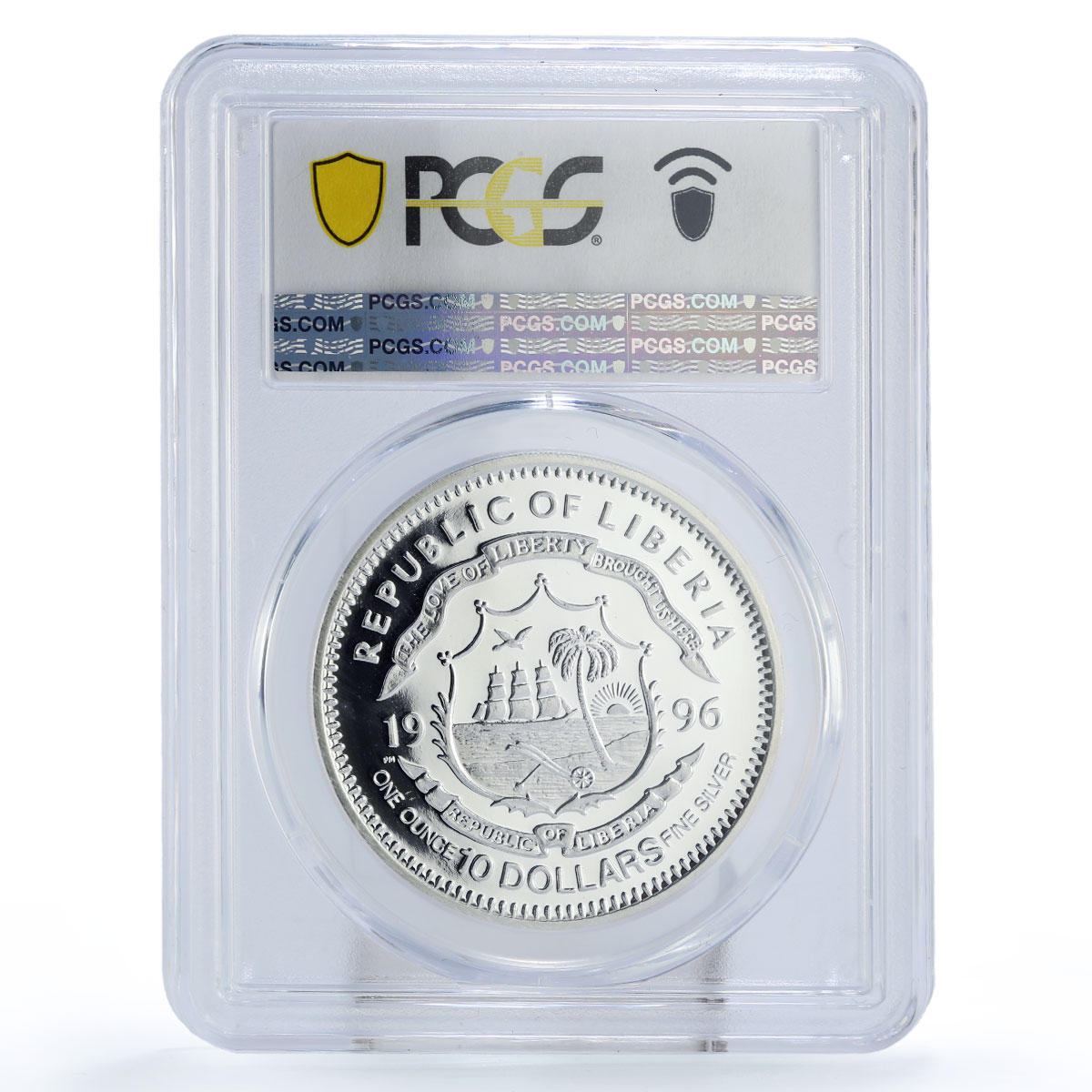 Liberia 10 dollars Preserve Planet Earth Love Birds PR68 PCGS silver coin 1996