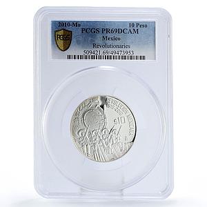 Mexico 10 pesos Revolutionaries Cuernavaca Train PR69 PCGS 2 oz silver coin 2010