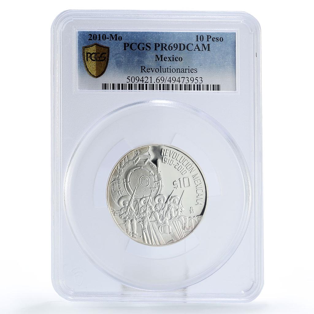 Mexico 10 pesos Revolutionaries Cuernavaca Train PR69 PCGS 2 oz silver coin 2010