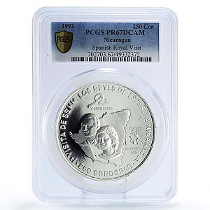 Nicaragua 250 cordobas Barcelona Olympics Royal Visit PR67 PCGS silver coin 1992