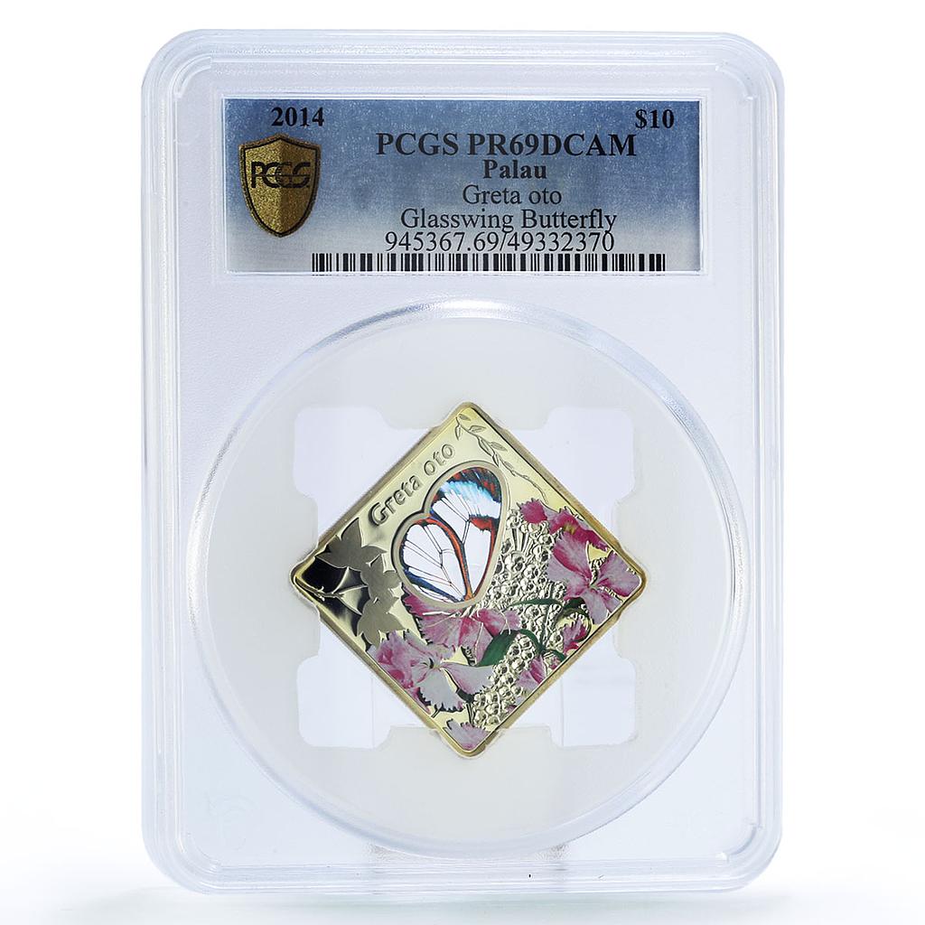 Palau 10 dollars Wildlife Greta Oto Butterfly Fauna PR69 PCGS silver coin 2014