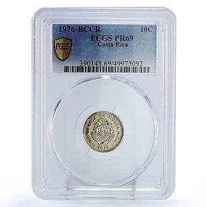 Costa Rica 10 centimos Regular Coinage BCCR KM-185.2 PR69 PCGS CuNi coin 1976