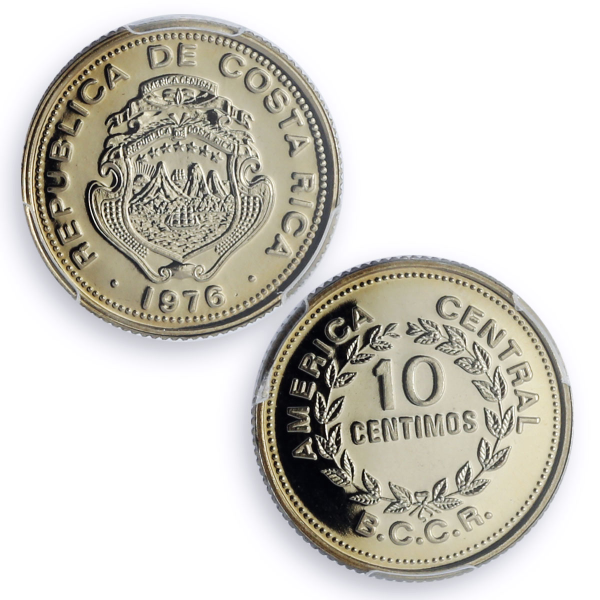 Costa Rica 10 centimos Regular Coinage BCCR KM-185.2 PR69 PCGS CuNi coin 1976 Costa Rica 10 centimos Regular Coinage BCCR KM-185.2 PR69 PCGS CuNi coin 1976