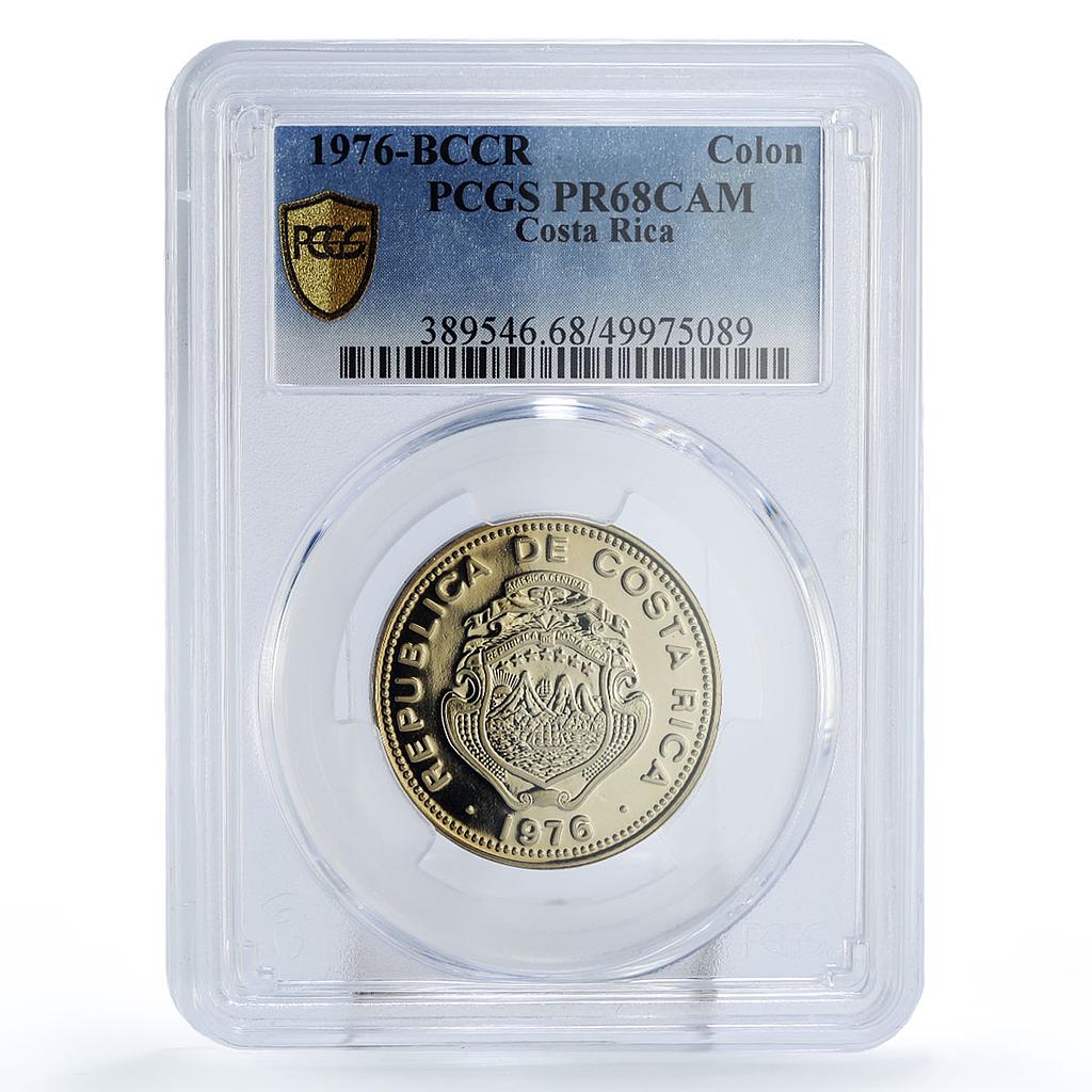 Costa Rica 1 colon Regular Coinage BCCR KM-186.4 PR68 PCGS CuNi coin 1976 Costa Rica 1 colon Regular Coinage BCCR KM-186.4 PR68 PCGS CuNi coin 1976