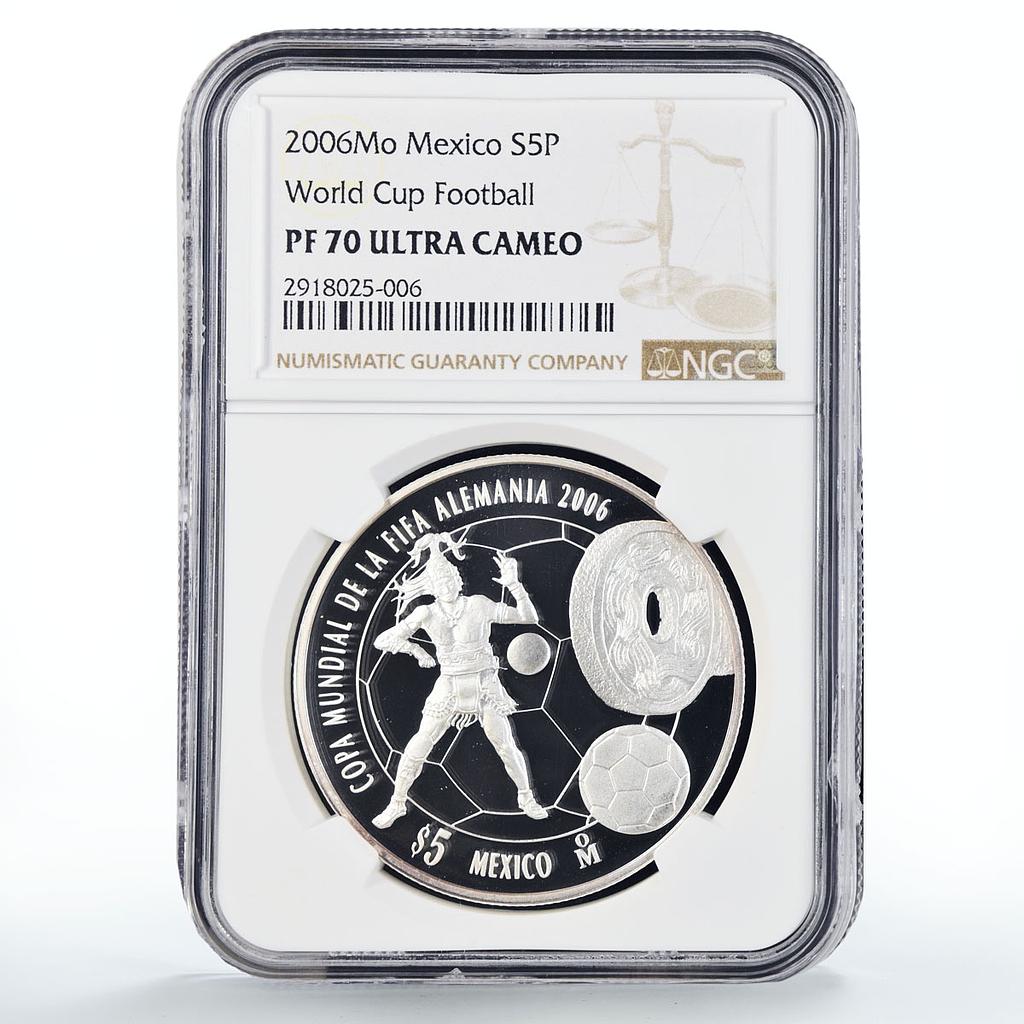 Mexico 5 pesos Football World Cup in Germany Player PF70 NGC silver coin 2006
