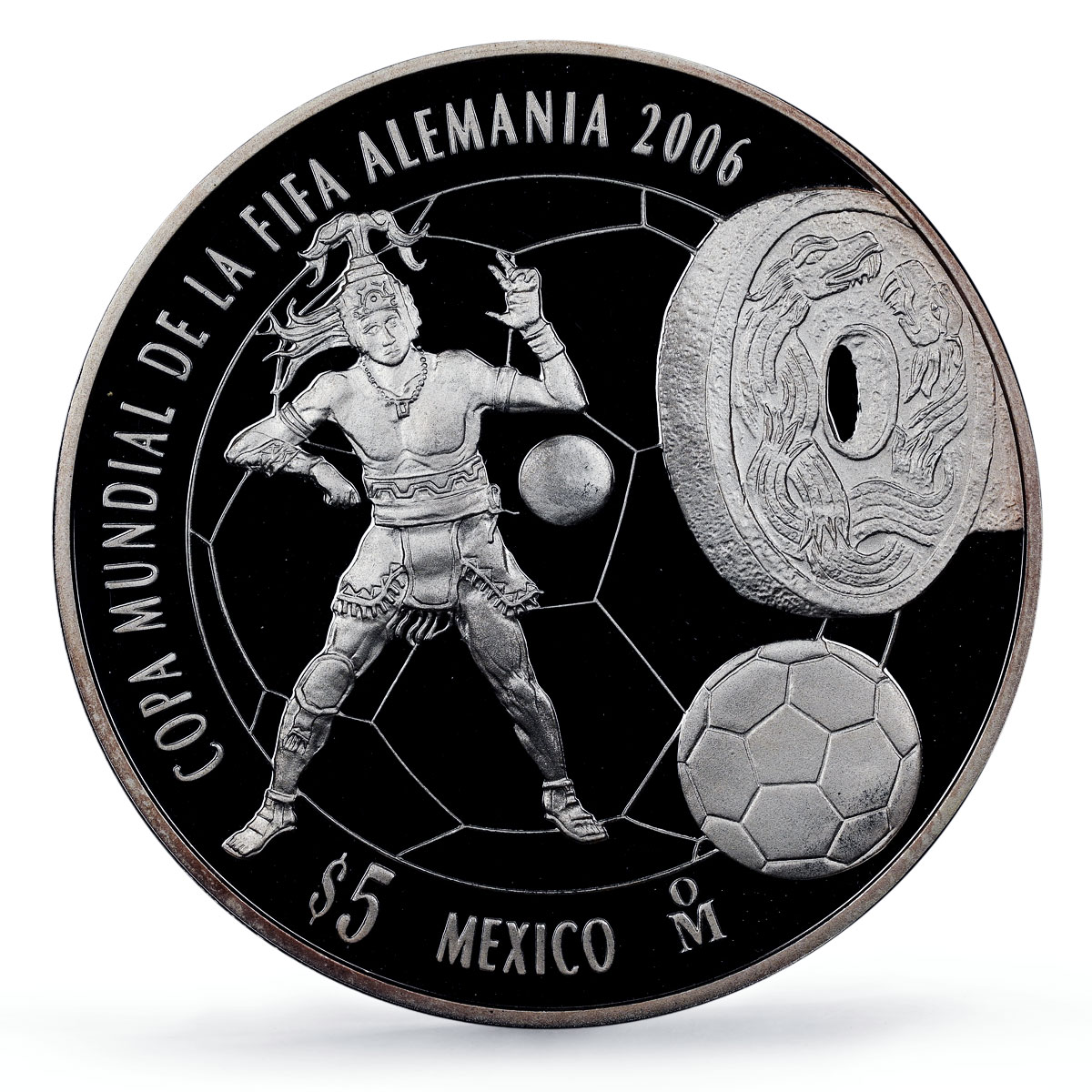 Mexico 5 pesos Football World Cup in Germany Player PF70 NGC silver coin 2006