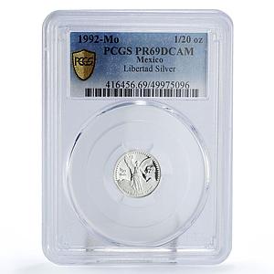 Mexico 1/20 onza Libertad Angel of Independence PR69 PCGS silver coin 1992