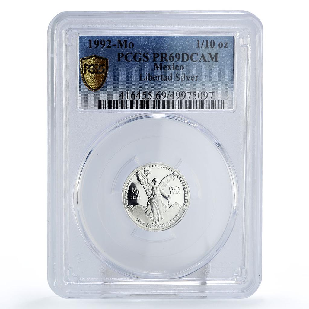 Mexico 1/10 onza Libertad Angel of Independence PR69 PCGS silver coin 1992