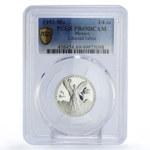 Mexico 1/4 onza Libertad Angel of Independence PR69 PCGS silver coin 1992