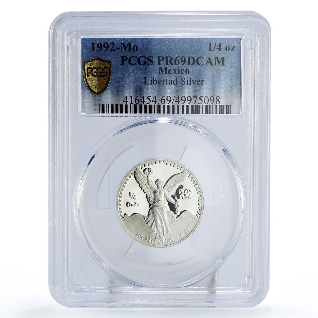 Mexico 1/4 onza Libertad Angel of Independence PR69 PCGS silver coin 1992