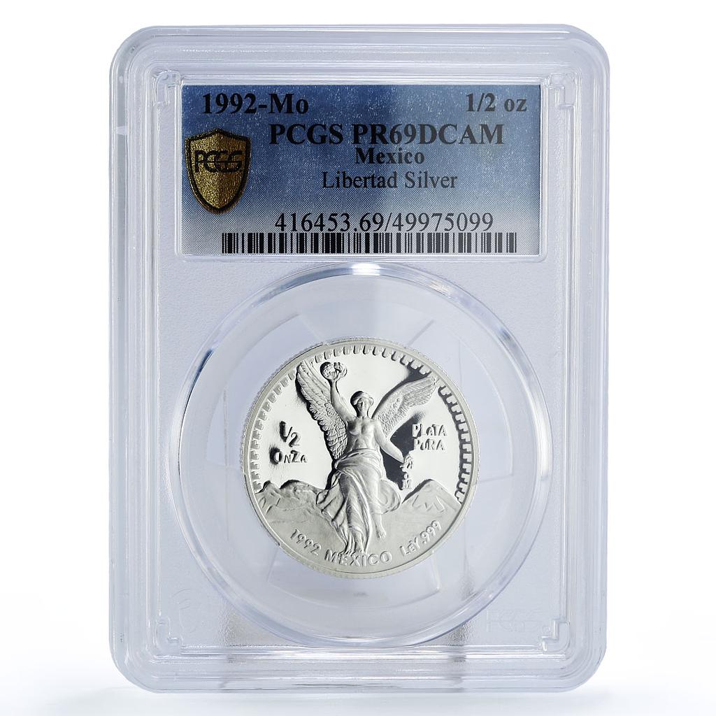 Mexico 1/2 onza Libertad Angel of Independence PR69 PCGS silver coin 1992
