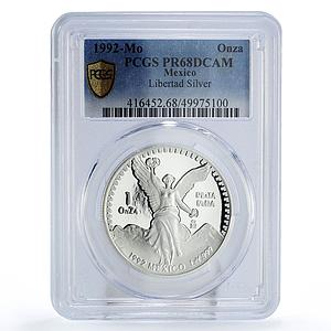 Mexico 1 onza Libertad Angel of Independence PR68 PCGS silver coin 1992