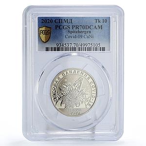 Spitzbergen 10 tk Fight Against the Covid 19 Epidemic PR70 PCGS CuNi coin 2020