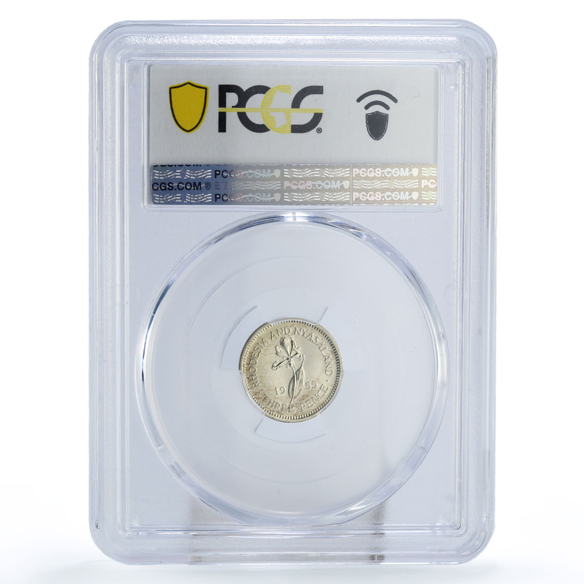 Rhodesia Nyasaland 3 pence Regular Coinage Flower PR67 PCGS silver coin 1955