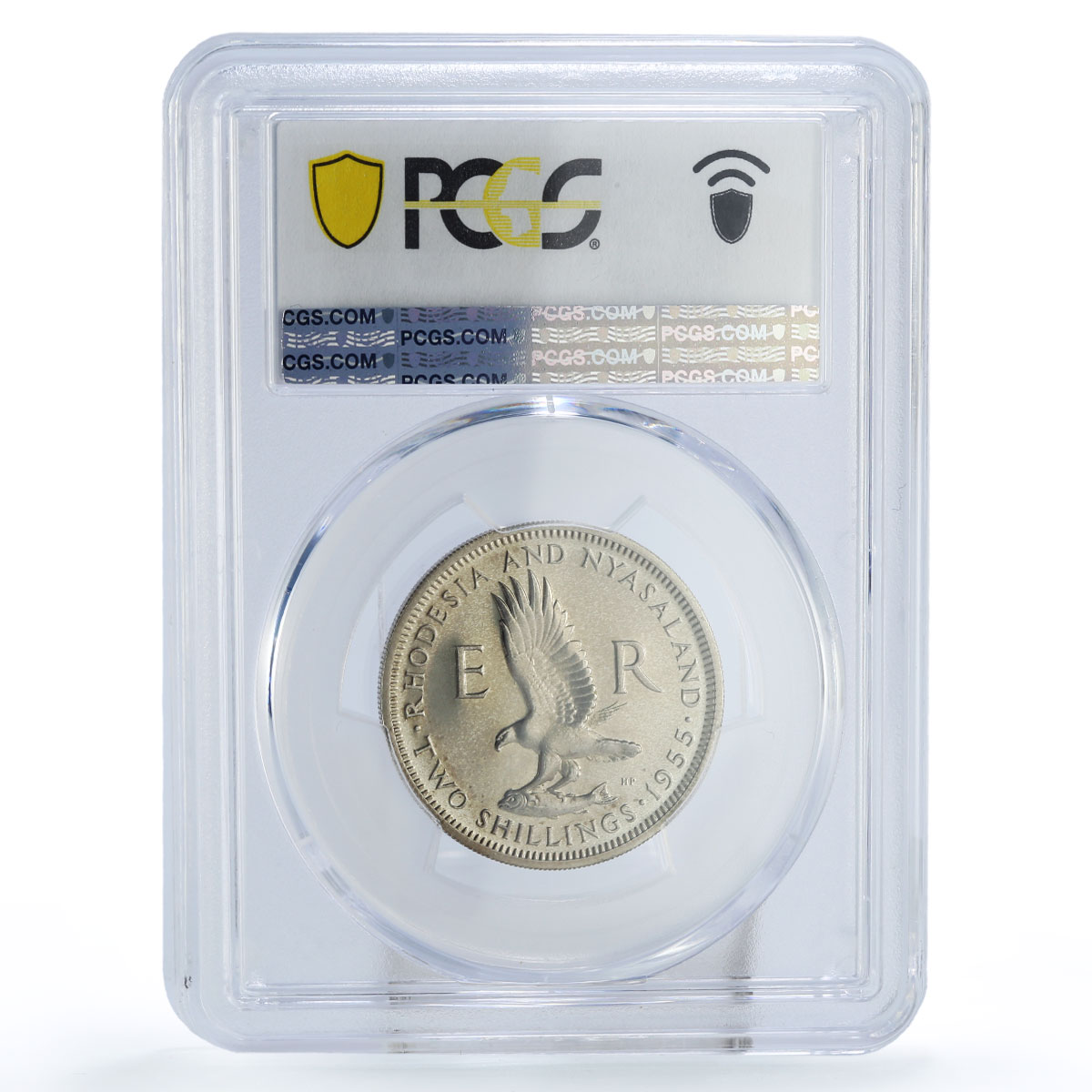 Rhodesia Nyasaland 2 shillings Regular Coinage Eagle PR65 PCGS silver coin 1955