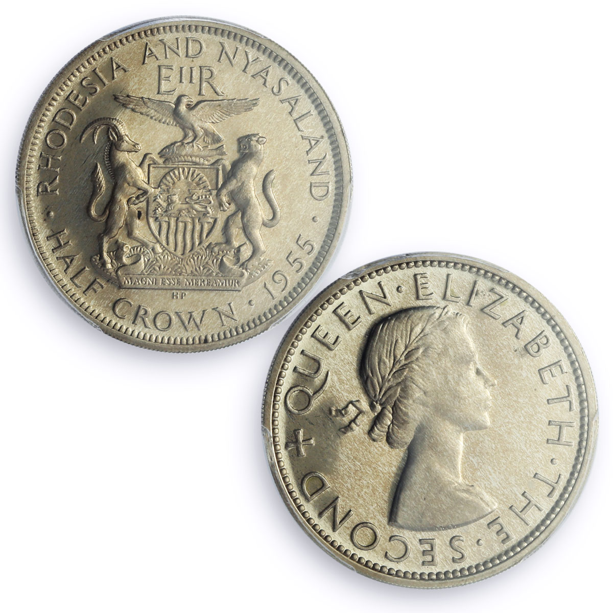 Rhodesia Nyasaland 1/2 crown Regular Coinage KM-7a PR65 PCGS silver coin 1955