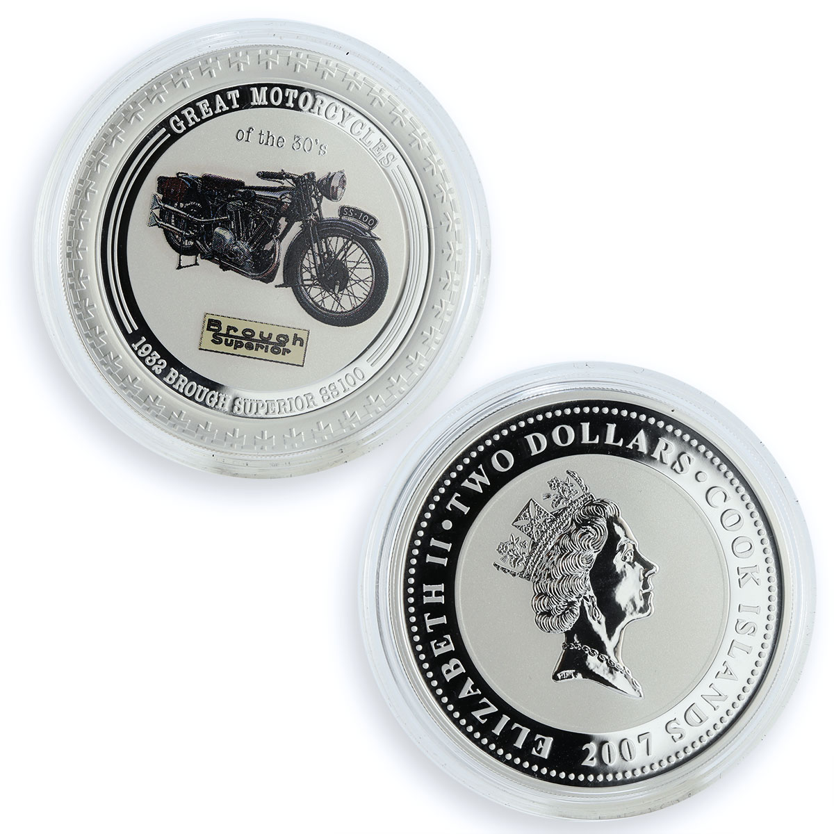 Cook Islands set 5 coins Great Motorcycles of 30s silver 2007