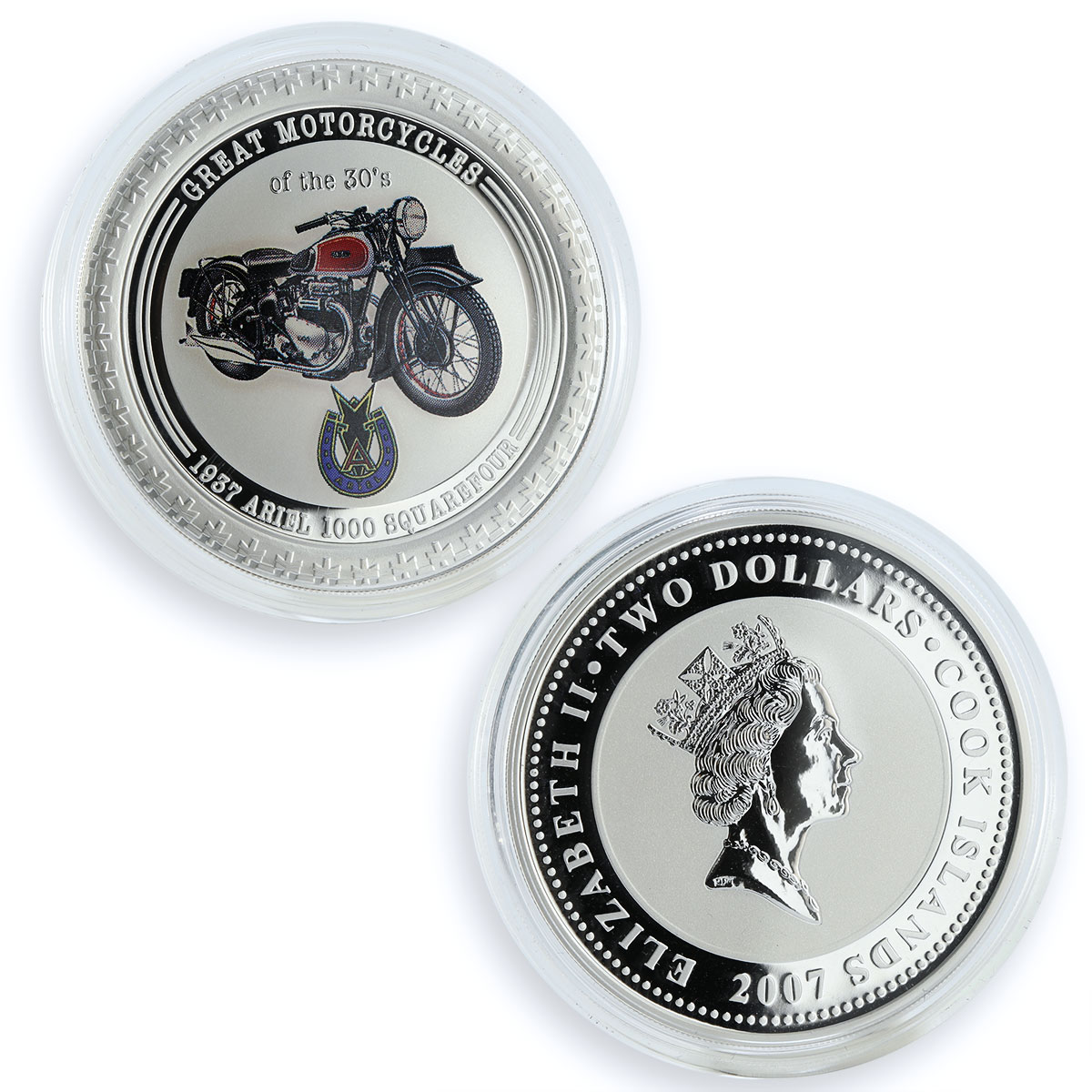 Cook Islands set 5 coins Great Motorcycles of 30s silver 2007