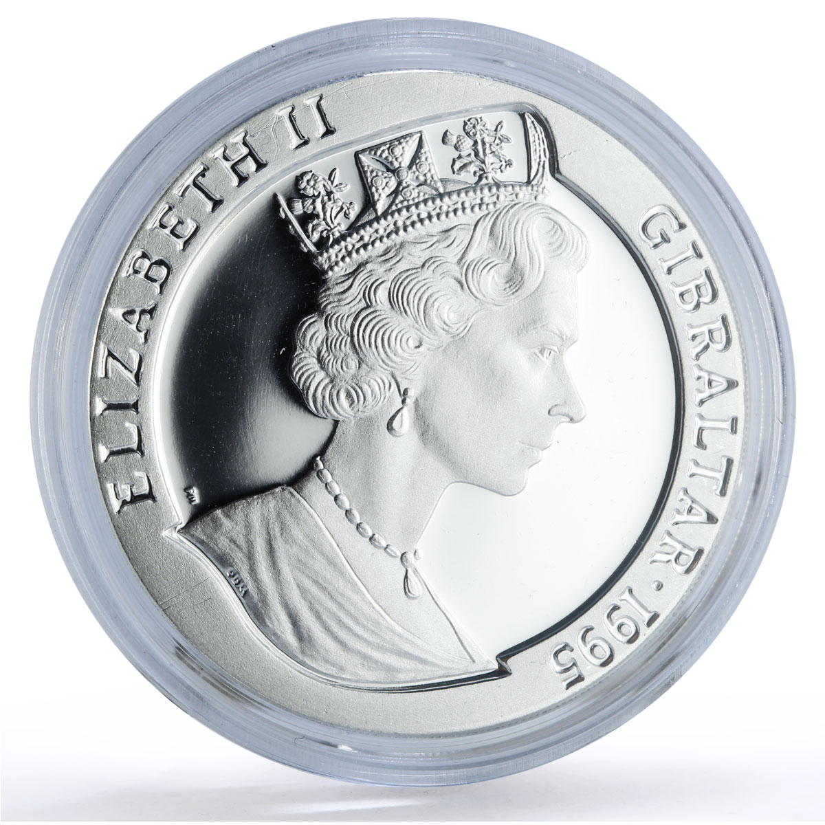 Gibraltar 1 crown Solid As Rock City Landscape Rising Sun proof silver coin 1995