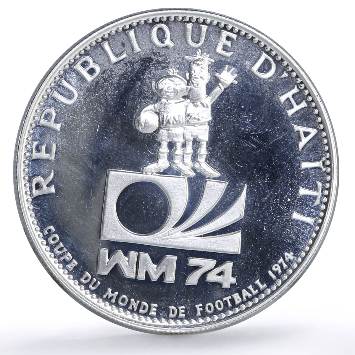 Haiti 25 gourdes Football World Cup in Germany Players proof silver coin 1973
